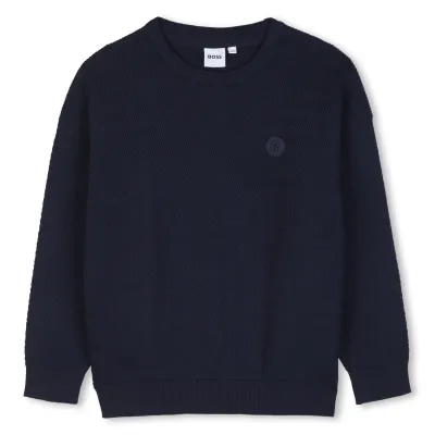 NAVY SWEATER WAVY KNIT PATTERN / J53392-849