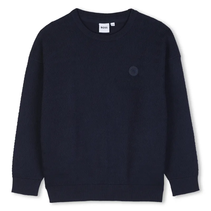 NAVY SWEATER WAVY KNIT PATTERN / J53392-849