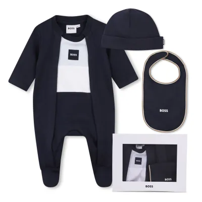NAVY 3PC SLEEPER BIB & HAT BLUE & WHITE TRIM / J53292-849