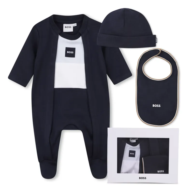 NAVY 3PC SLEEPER BIB & HAT BLUE & WHITE TRIM / J53292-849