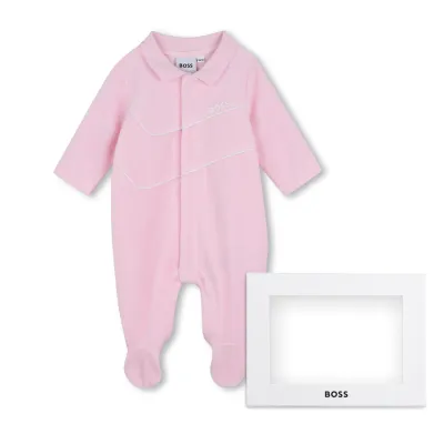 PINK VELOUR SLEEPER WHITE TRIM FRONT CLOSURE / J53321-46L