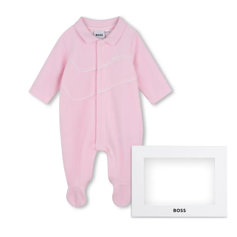 PINK VELOUR SLEEPER WHITE TRIM FRONT CLOSURE / J53321-46L