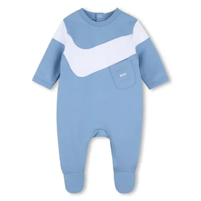 BLUE SLEEPER ORGANIC COTTON BRUSHED FLEECE WHITE TRIM POCKET / J53603-81N