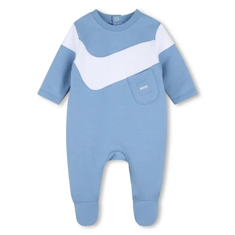 BLUE SLEEPER ORGANIC COTTON BRUSHED FLEECE WHITE TRIM POCKET / J53603-81N