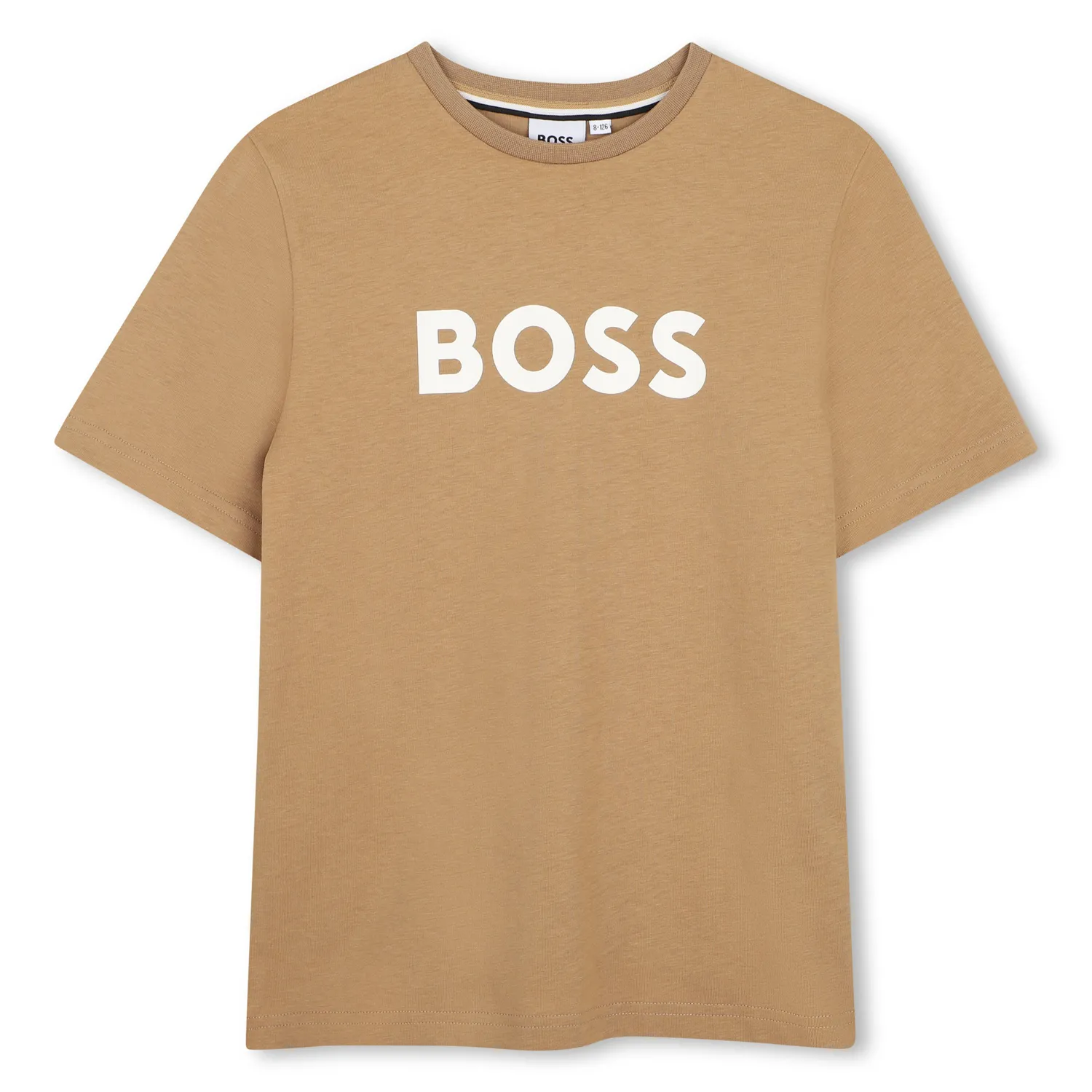 BROWN TSHIRT SHORT SLEEVE WHITE BOSS LOGO / J52711-269