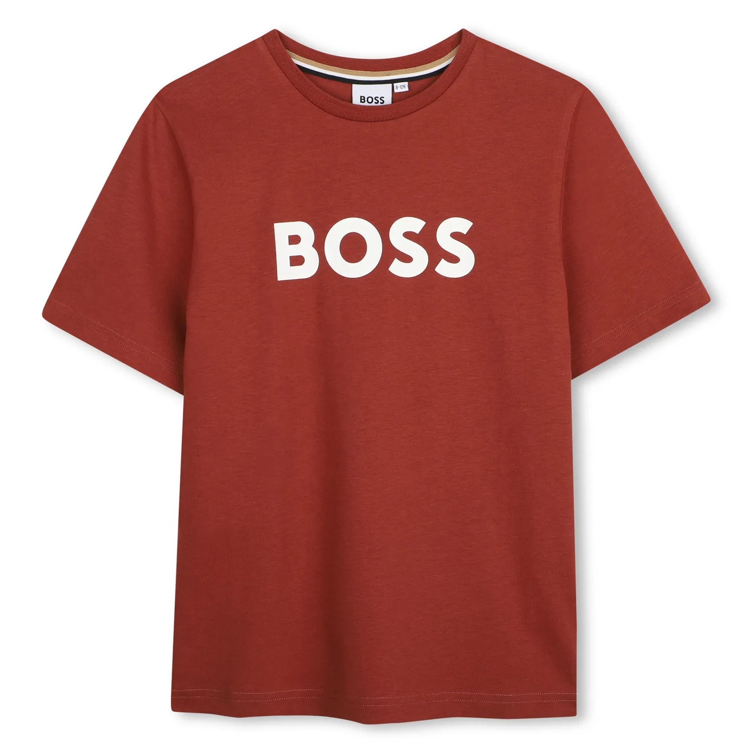 CRIMSON-RUST TSHIRT SHORT SLEEVE WHITE BOSS LOGO / J52711-95G