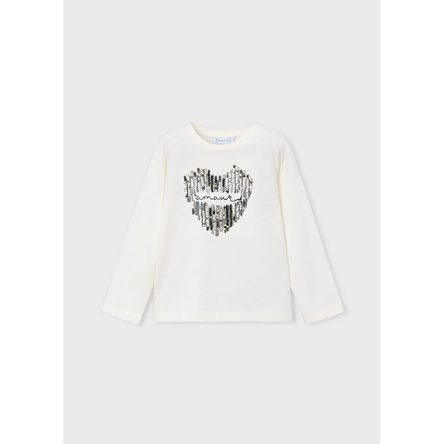 OFF WHITE TSHIRT BLACK SEQUIN HEART LONG SLEEVE / 4031-097