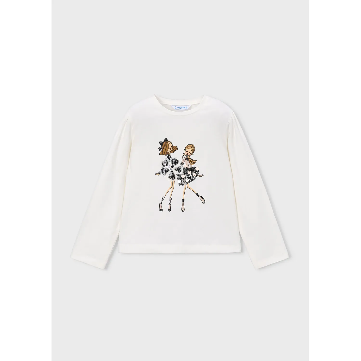 OFF WHITE TSHIRT SEQUIN BLACK & BROWN LONG SLEEVE / 4033-011