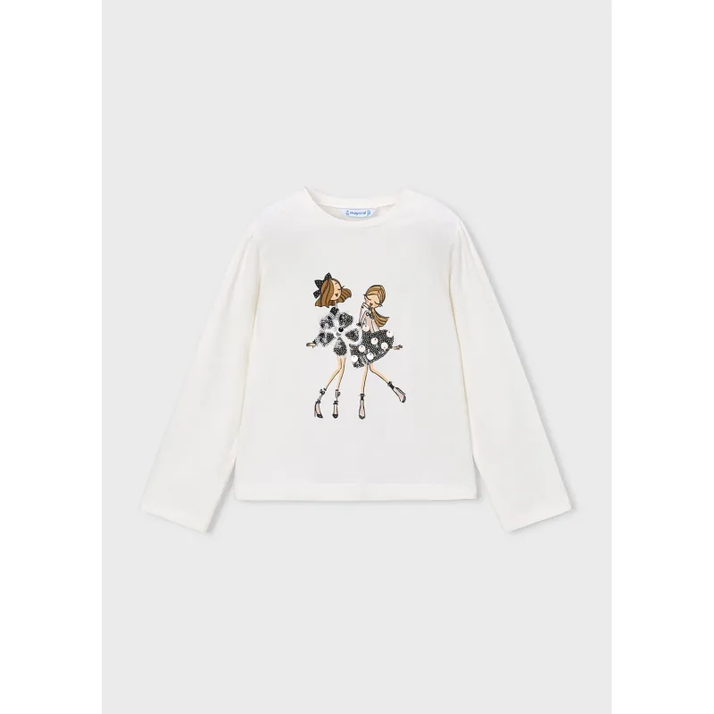 OFF WHITE TSHIRT SEQUIN BLACK & BROWN LONG SLEEVE / 4033-011