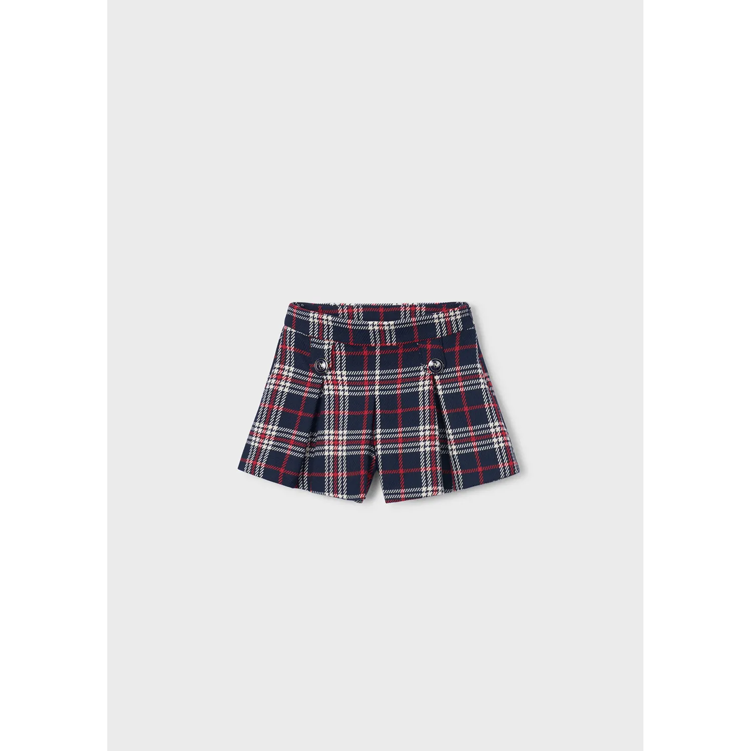 NAVY RED PLAID SHORTS PLEATED / 4229-045
