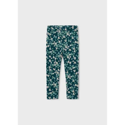 GREEN FLORAL PRINT LEGGING FLEECE / 4729-020