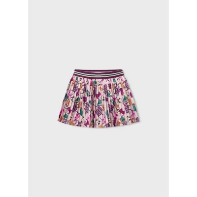 CREAM MULTICOLERED PLEATED SKIRT / 4903-082