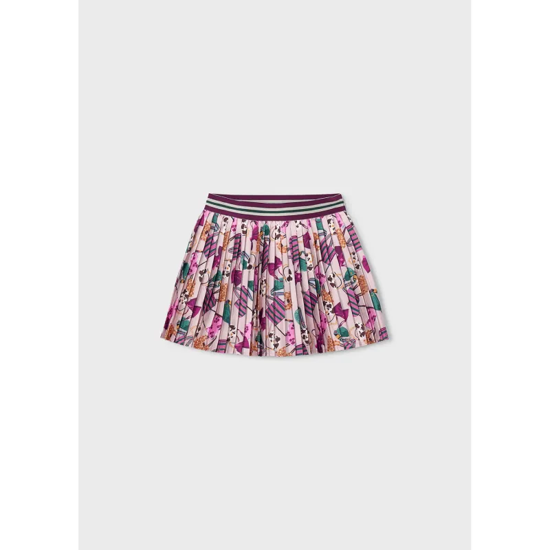 CREAM MULTICOLERED PLEATED SKIRT / 4903-082