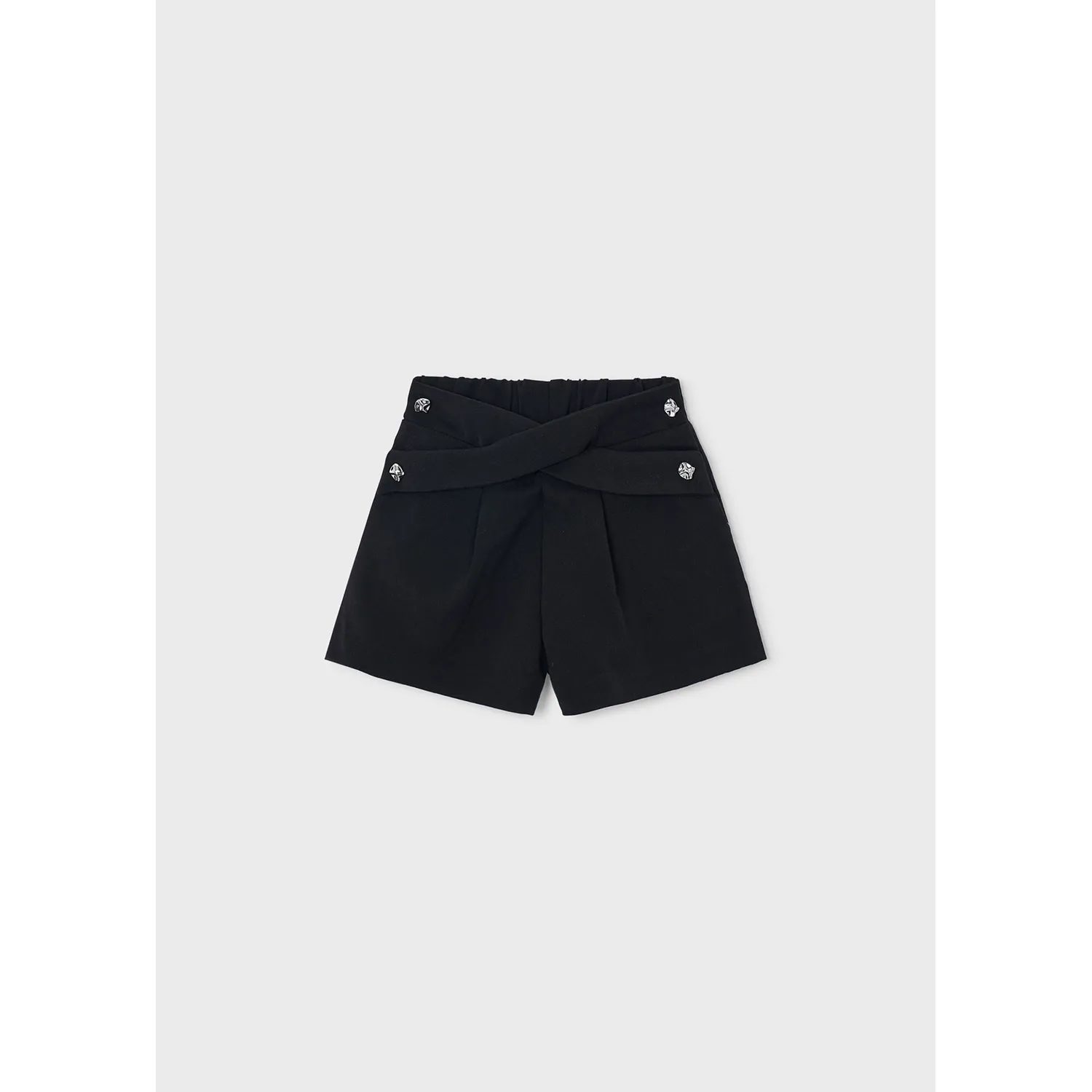 BLACK PLEATED SKORT SILVER BUTTONS / 4909-036
