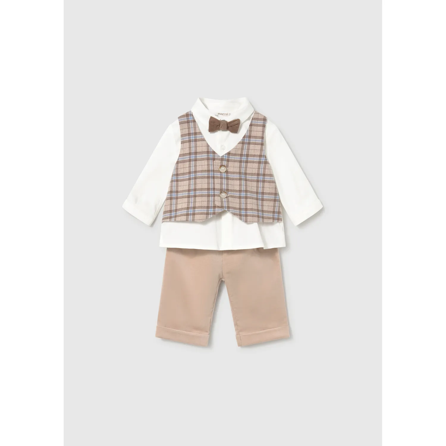 GREEN PLAID DRESS IMIATION WHITE BLOUSE SUEDE LOOK / 25-089