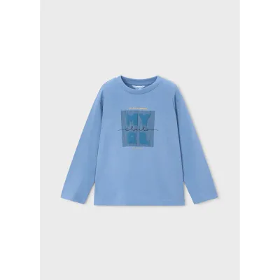 BLUE TSHIRT LONG SLEEVE MYRL APPLIQUE / 173-091