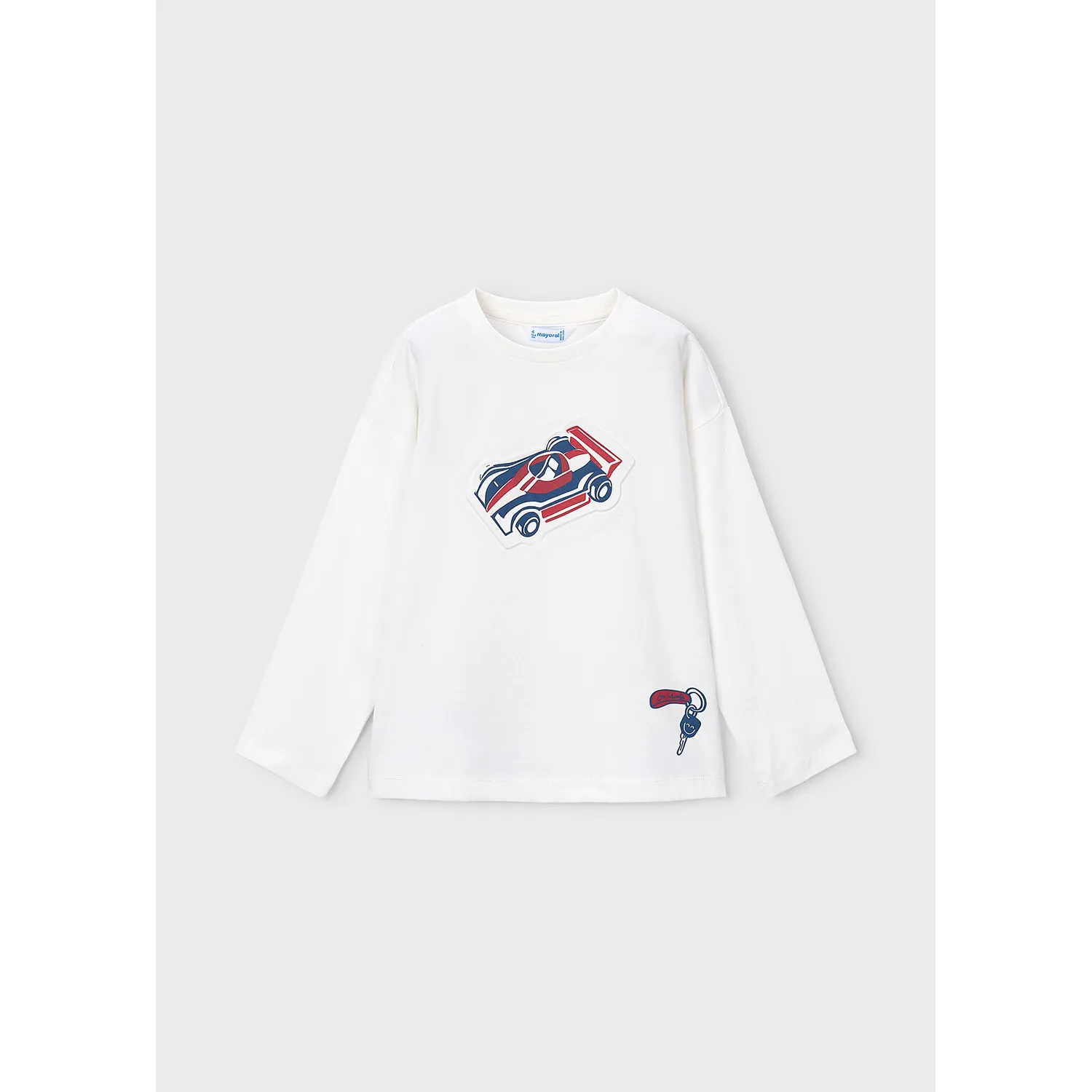 CREAN TSHIRT LONG SLEEVE RED & BLUE RACE CAR PRINT / 4009-011