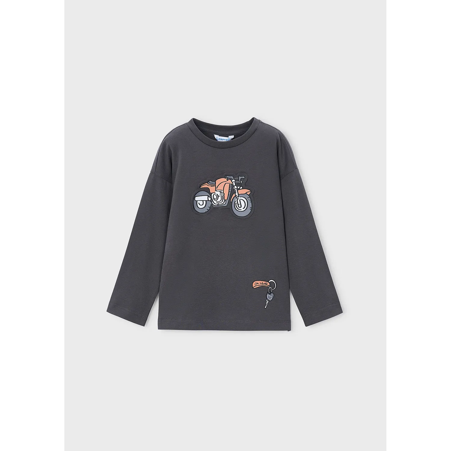 CHARCOAL GREY TSHIRT LONG SLEEVE MOTERCYCLE PRINT / 4009-013