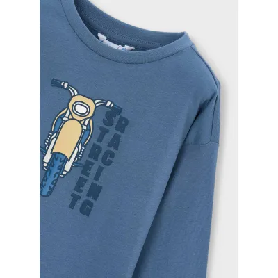 GLACIAL BLUE TSHIRT LONG SLEEVE RACING BIKE PRINT / 4019-055