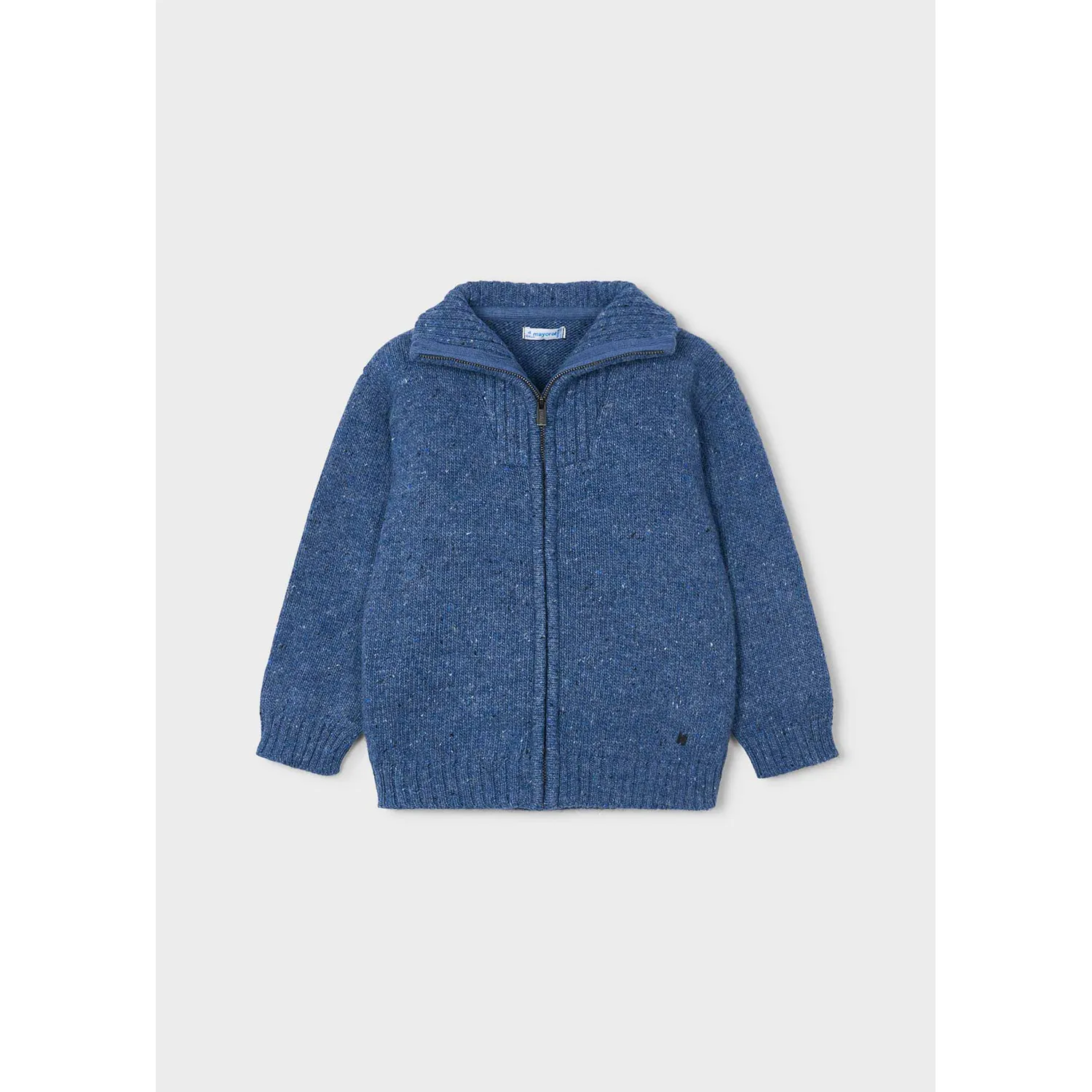 INDIGO BLUE KNIT CARDIGAN HIGH NECK ZIP CLOSURE / 4301-056