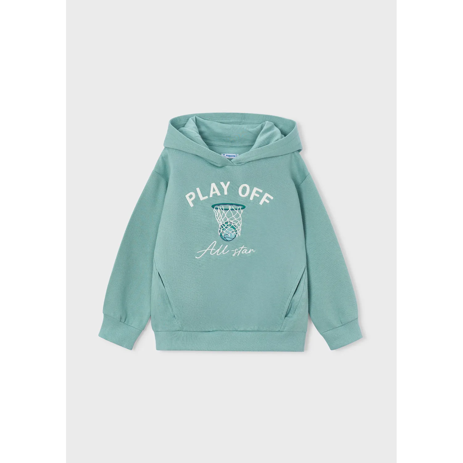 LIGHT GREEN SWEAT TOP HOODED WHITE PLAY OFF PRINT / 4456-062
