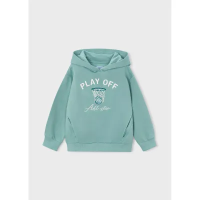 LIGHT GREEN SWEAT TOP HOODED WHITE PLAY OFF PRINT / 4456-062