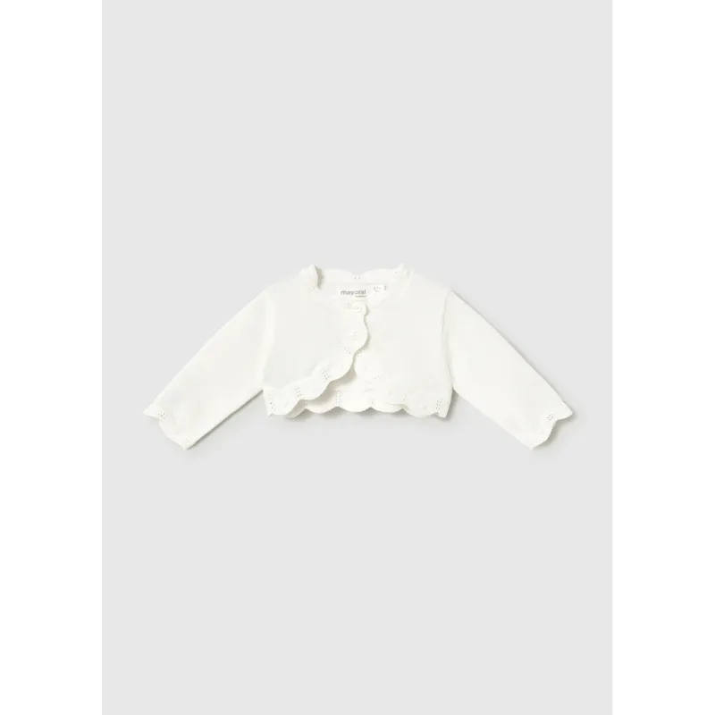 OFF WHITE KNIT CARDIGAN SCALOPED EDGE / 2365-83