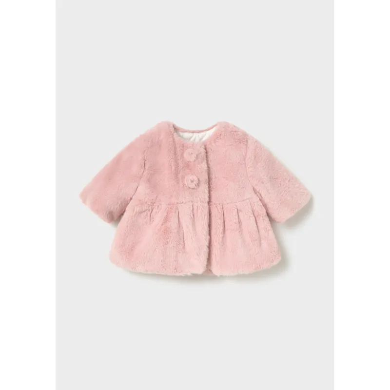 ROSE PINK FAUX FUR COAT / 2406-092