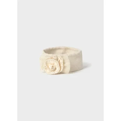 CHAMPAGNE KNIT HEADBAND KNIT FLOWER APPLIQUE / 9133-081