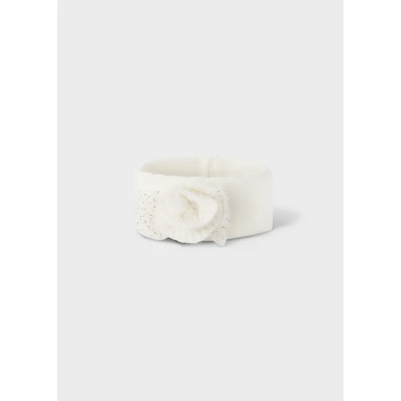 OFF WHITE KNIT HEADBAND KNIT FLOWER APPLIQUE / 9133-082
