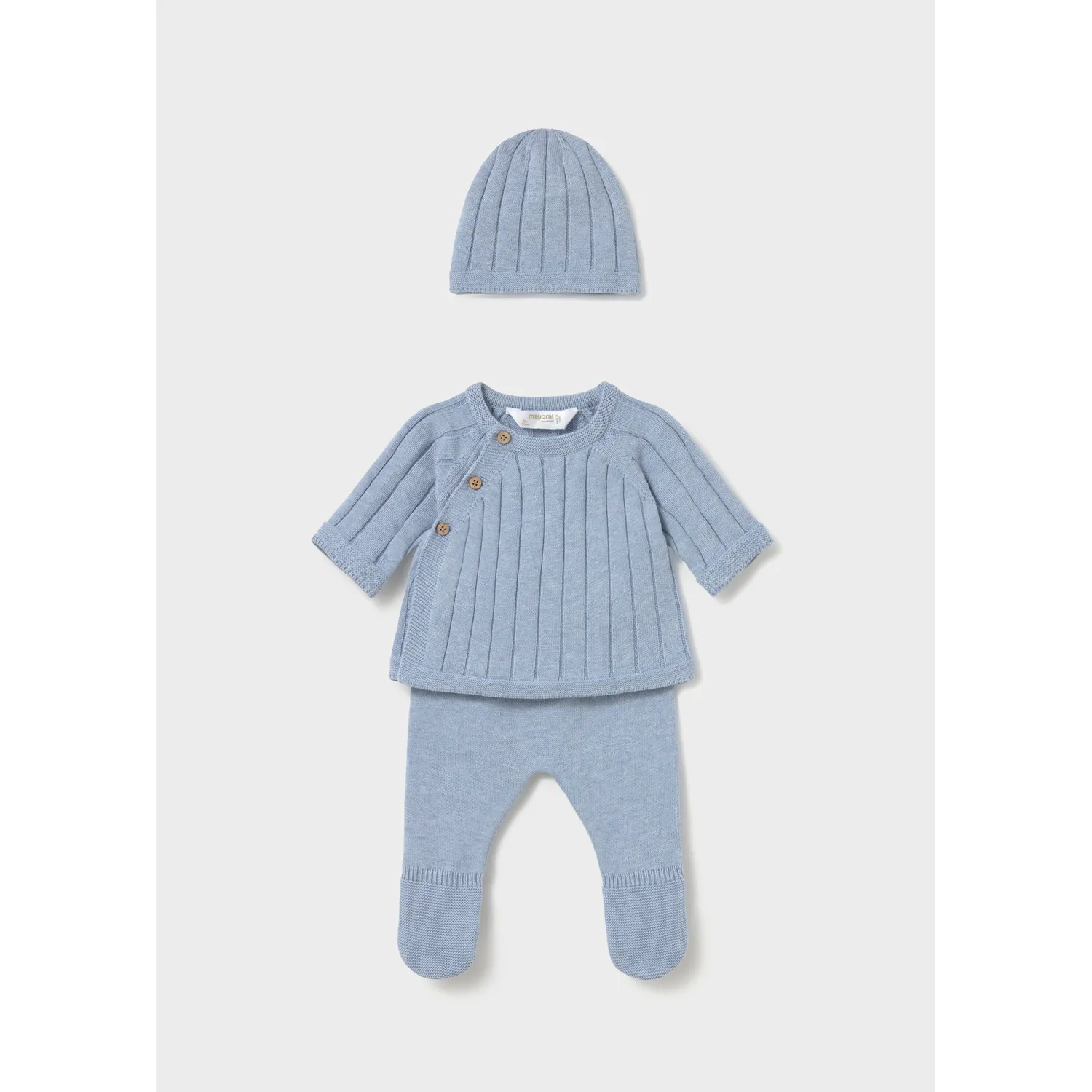 3PC BLUE KNIT SET TOP PANT & HATSIDE CLOSURE / 2511-023