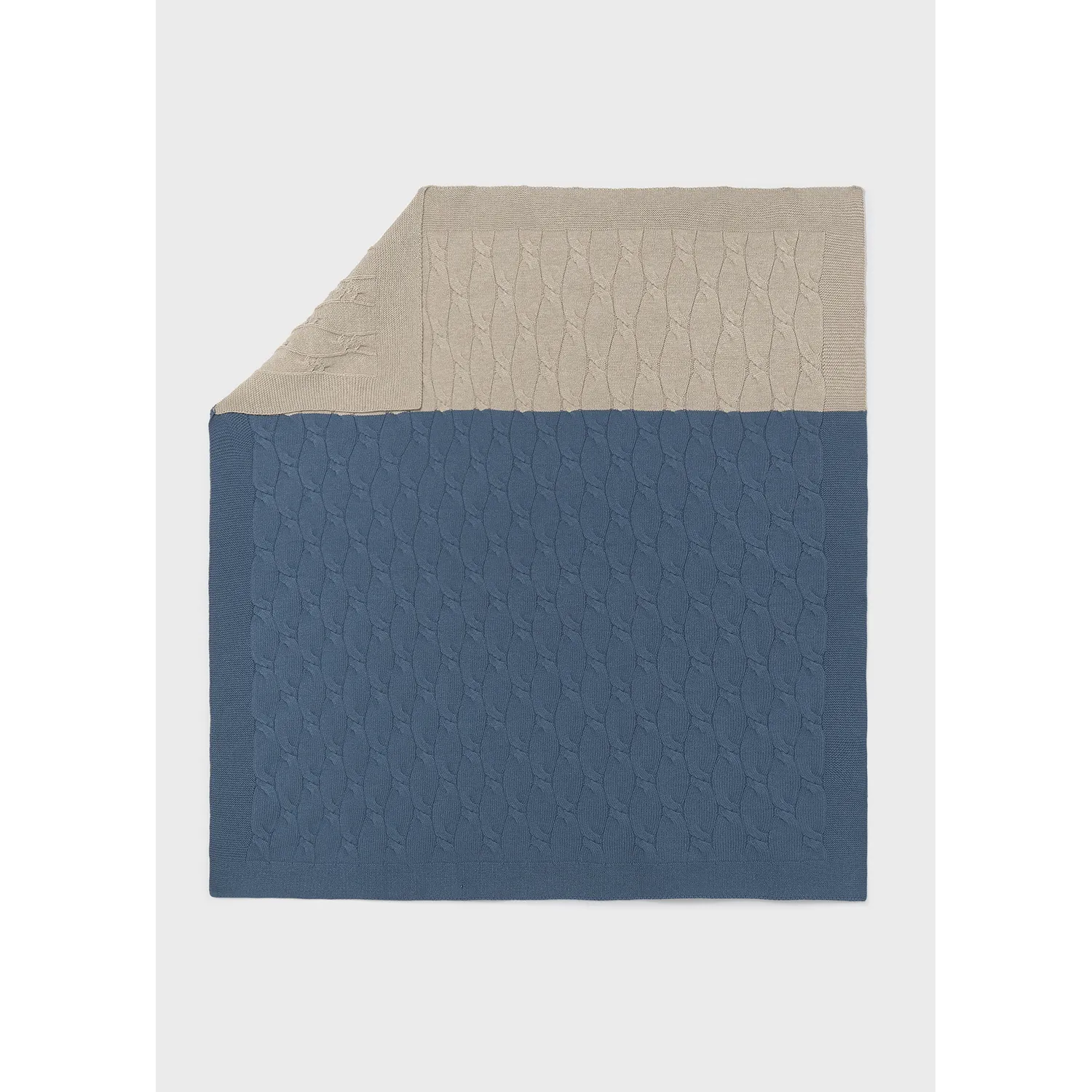 BLUEBERRY & TAN KNIT BLANKET / 9131-037