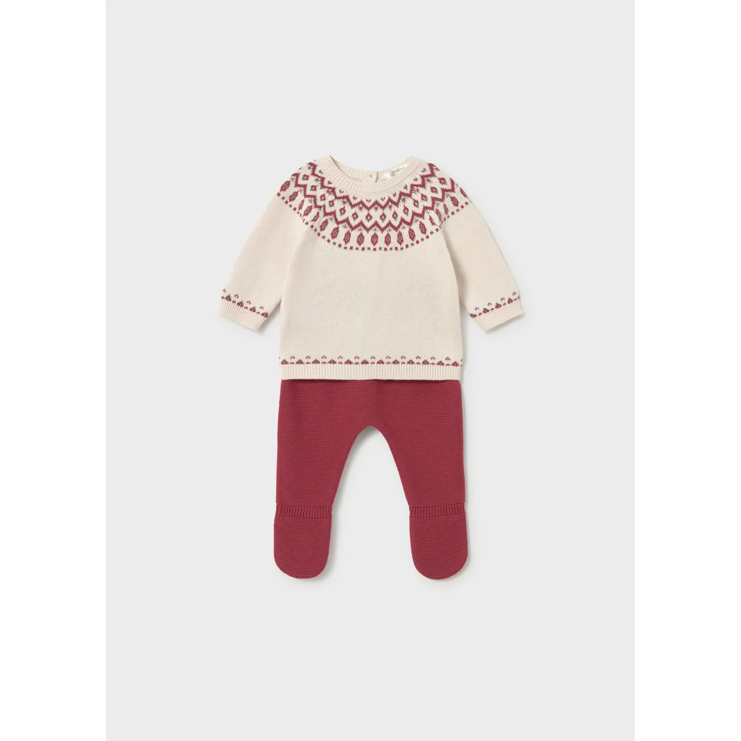 2PC BEIGE & PLUM KNIT LEG ARMER SET / 2505-066