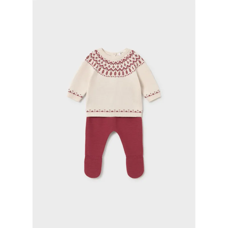 2PC BEIGE & PLUM KNIT LEG ARMER SET / 2505-066