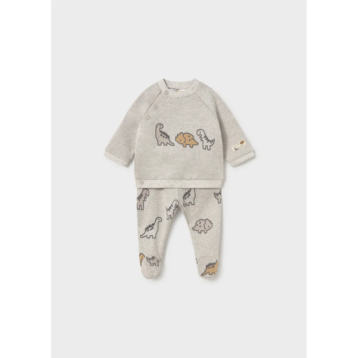 2PC LIGHT GREY LEG ARMER SET DINOSAUR PRINT / 519-077