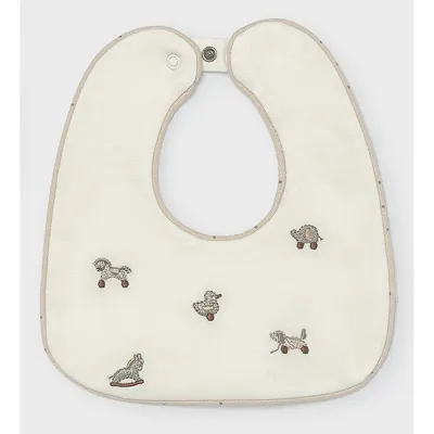 CREAM BIB GREY ANIMAL PRINT SET / 9137-053