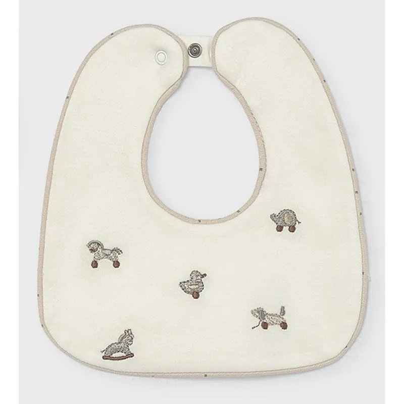 CREAM BIB GREY ANIMAL PRINT SET / 9137-053