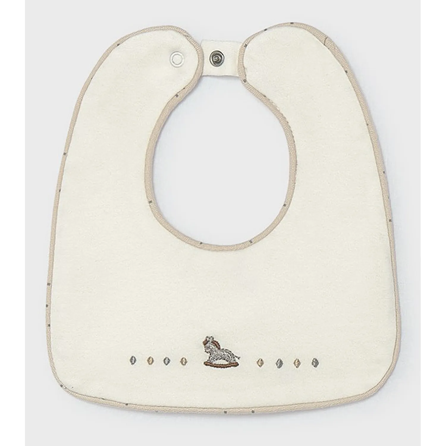 CREAM BIB 1 ROCKING HORSE & DOT EMBROIDERY / 9137-053A