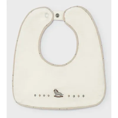 CREAM BIB 1 ROCKING HORSE & DOT EMBROIDERY / 9137-053A