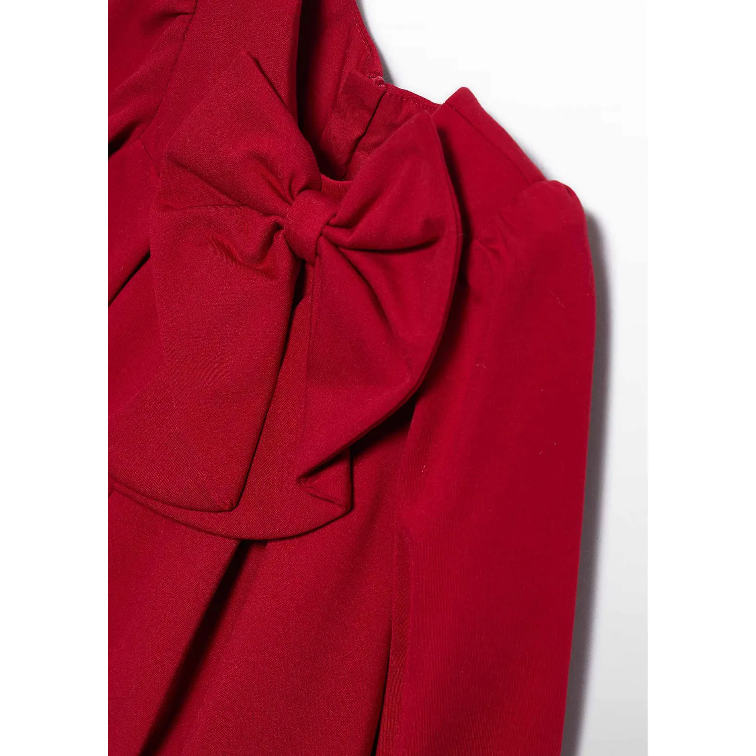 RED DRESS BOW TRIM LONG SLEEVE PLEATED / 5504-002, Size: 9M