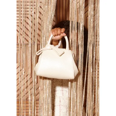 CREAM BOW HANDBAG PRNTED / 5932-011