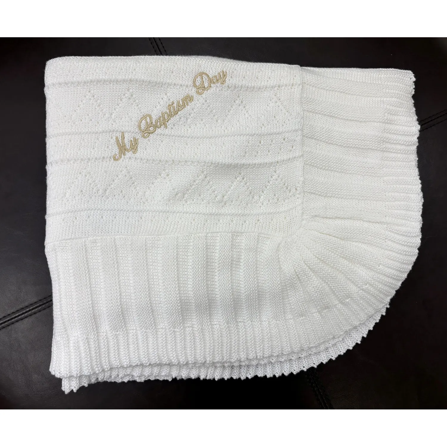 Z12105GBY / 321 IVORY MBD BLANKET WITH GOLD WRITING