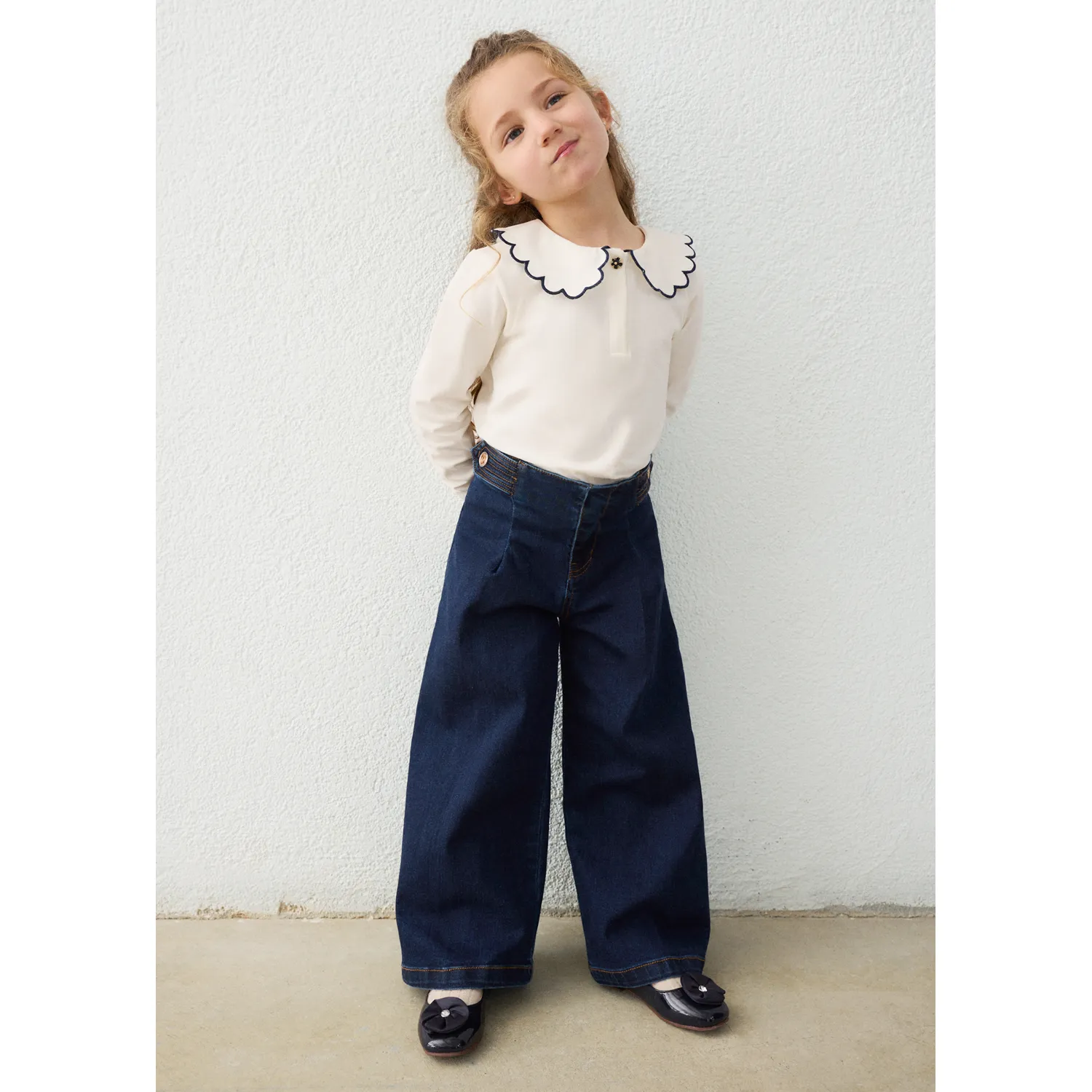 DARK BLUE DENIM JEAN WIDE LEG / 4523-061, Size: 2