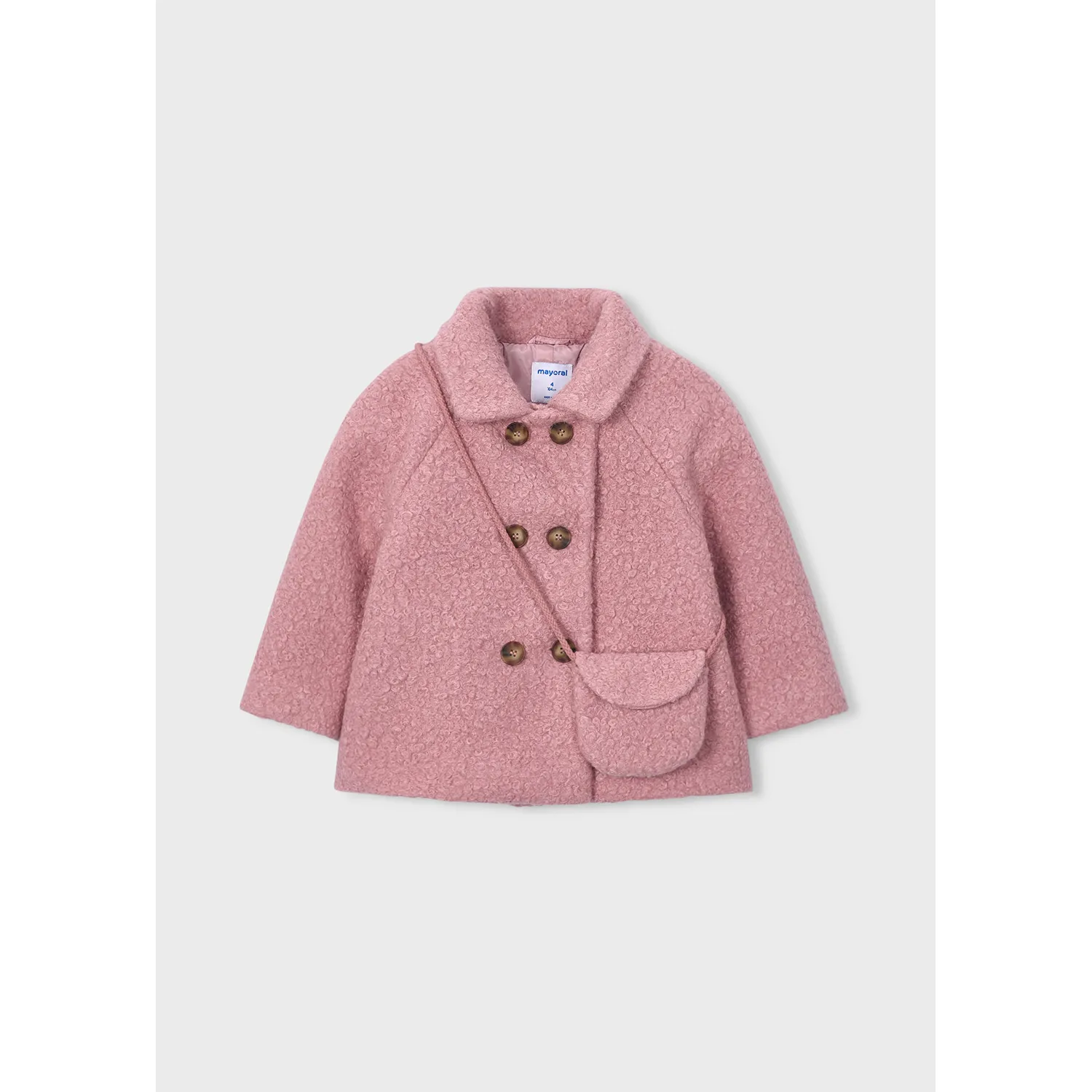 2PC PASTEL PINK BOUCLE COAT & PURSE / 4411-010