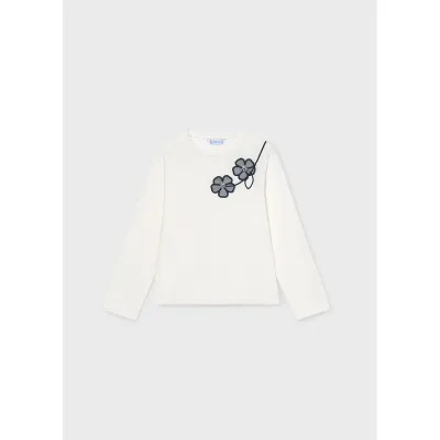 CREAM TOP NAVY FLOWER APPLIQUE / 4035-018