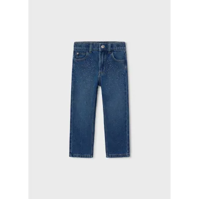 MEDIUM BLUE PRINTED DENIM PANT / 4520-035