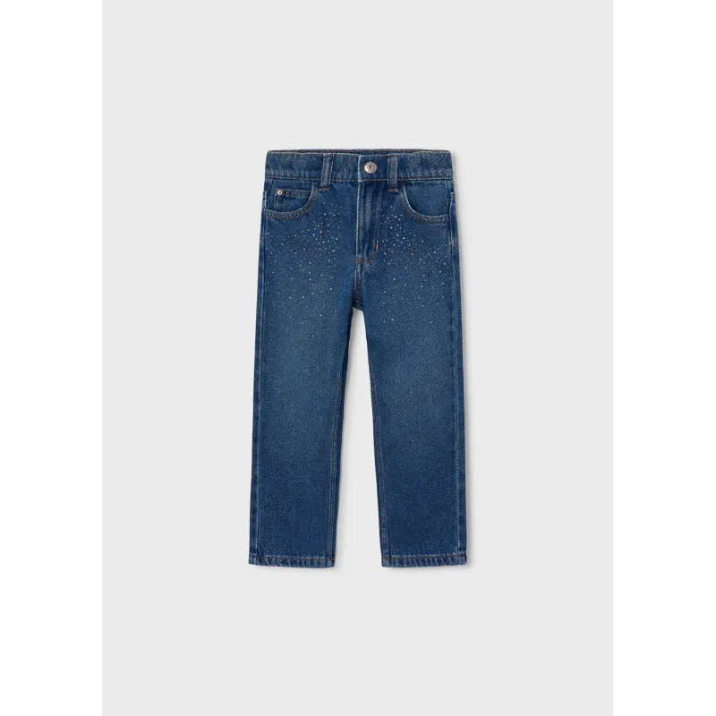 MEDIUM BLUE PRINTED DENIM PANT / 4520-035