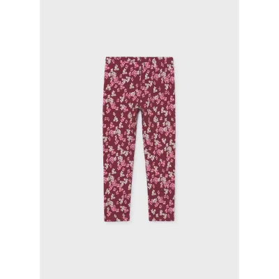 RASPBERRY FLOWER PRINTED FLEECE LEGGING / 4729-021