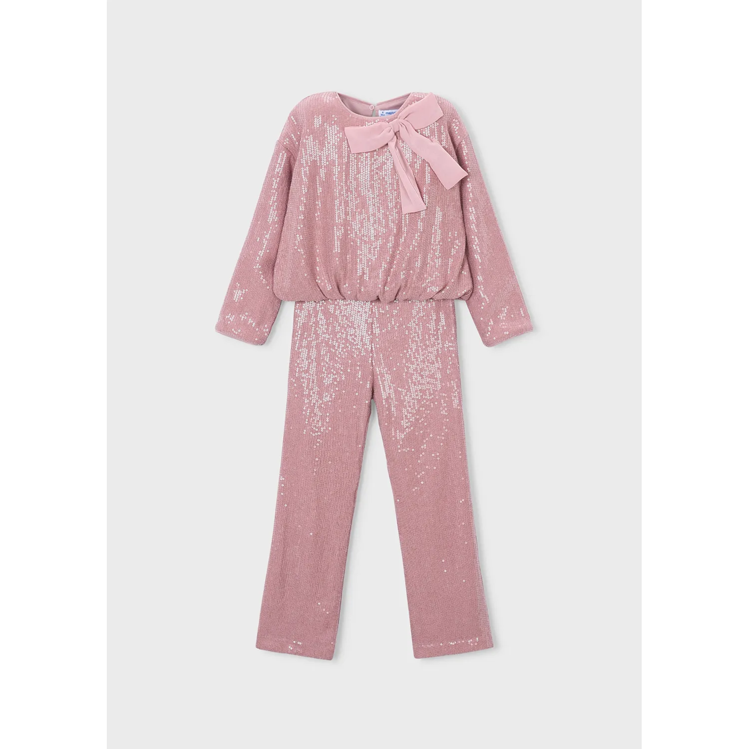 2PC PINK SEQUIN PANT SET BOW CHIFFON BOW TRIM / 4528-084
