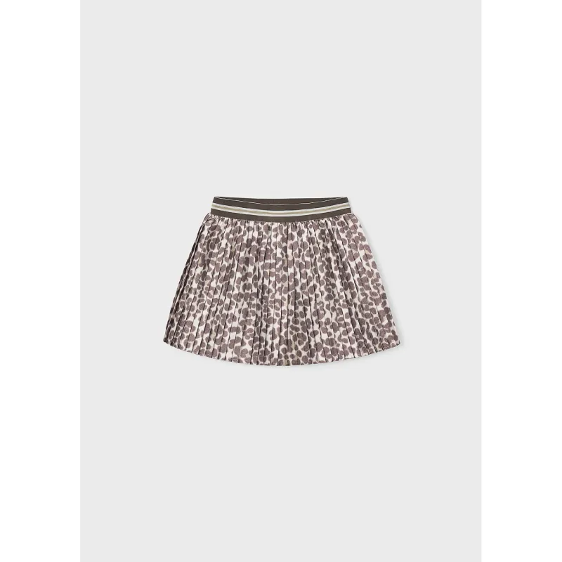 BROWN PLEATED SKIRT PAW PRINT / 4903-083